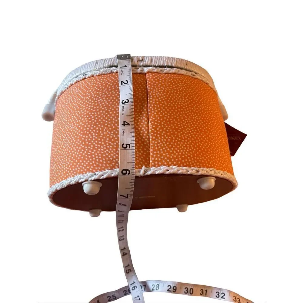 NEW St. Jane Collection Orange Polka Dot Base Floral Lid Footed Sewing Basket